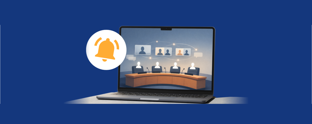 graphic image showing people attending a virtual meeting